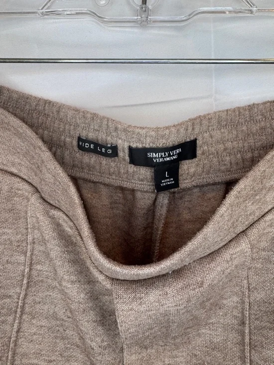 Simply Vera Vera Wang Taupe Knit Wide-Leg Pants Women L - Picture 3 of 6